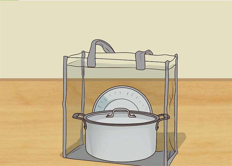 Place all your kitchen supplies in a large, clear tote